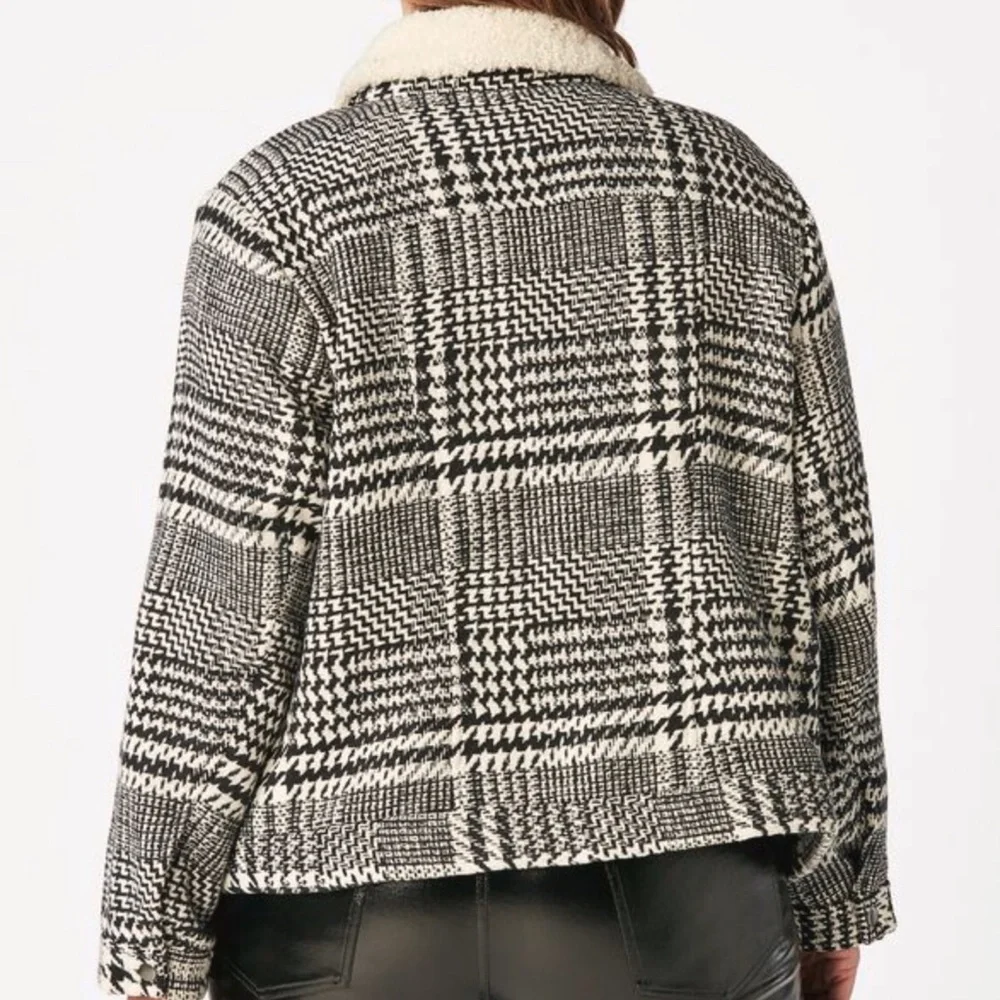 JUST FAB XXL Classic thick Fabric Plaid Black/White Jacket NEW Super Cute!! - Picture 2 of 8